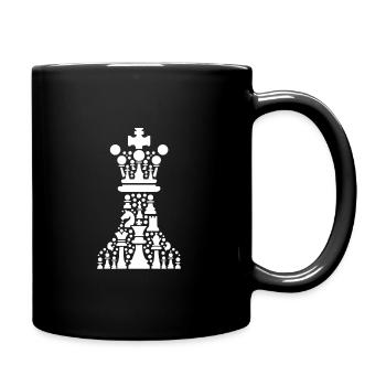 Schachfigur mit vielen kleinen Schachfiguren - Tasse einfarbig - Schwarz - Rechts