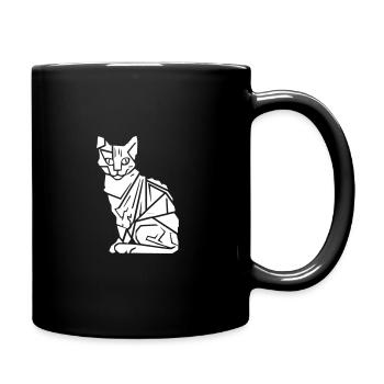Katze aus geometrischen Formen - Tasse einfarbig - Schwarz - Rechts