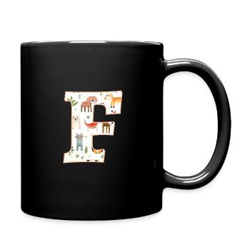 Letter F, Monogram, Animal Pattern - Full Colour Mug - black - Right