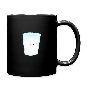 verre de lait souriant - avec un joli visage - Mug uni - noir - Droite