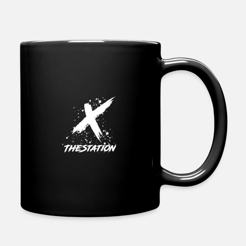 TheStationX in white logo - Full Colour Mug - black