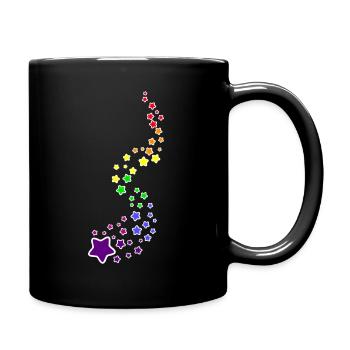 Regenbogen Sterne Bunt LGBT LGBTQ - Tasse einfarbig - Schwarz - Rechts