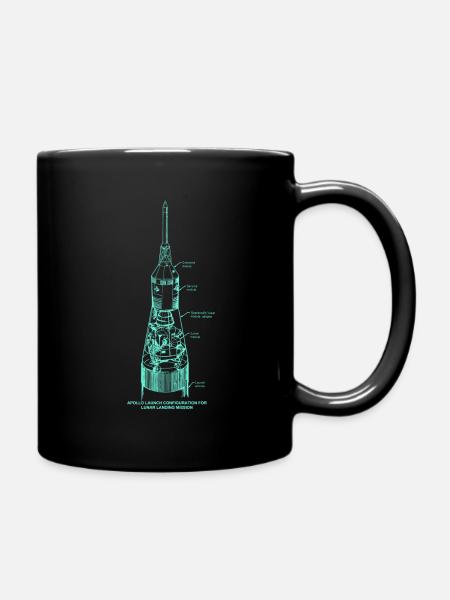 Retro Apollo Mondlandung Raketen Illustration - Tasse einfarbig - Schwarz