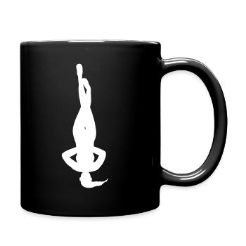 Flexible yoga in white silhouette - Full Colour Mug - black - Right