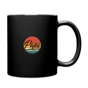 Papa seit 2015 Retro-Vintage-Sonnenuntergangsdesign - Tasse einfarbig - Schwarz - Rechts