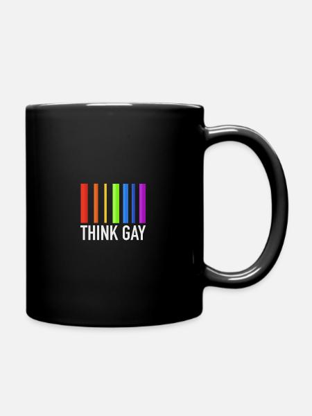 Denken Sie schwul - Tasse einfarbig - Schwarz