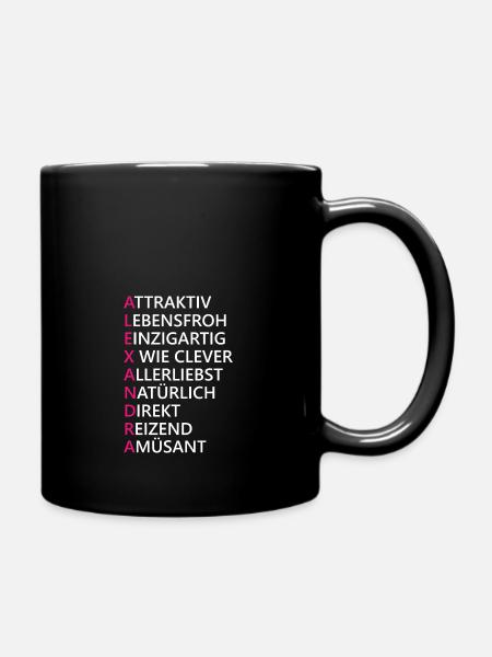 Alexandra Name Geschenk - Tasse einfarbig - Schwarz