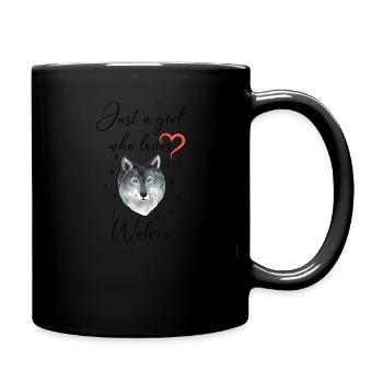 Frau Mädchen Liebe Herz Wolf - Tasse einfarbig - Schwarz - Rechts
