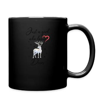 Frau Mädchen Liebe Herz Hirsch - Tasse einfarbig - Schwarz - Rechts