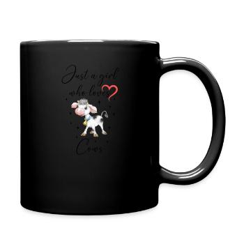 Frau Mädchen Liebe Herz Kuh - Tasse einfarbig - Schwarz - Rechts
