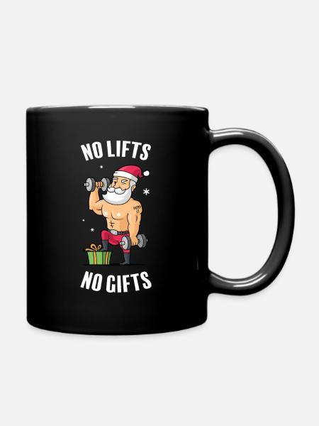 No Lifts No Gifts - Christmas Gym - Full Colour Mug - black