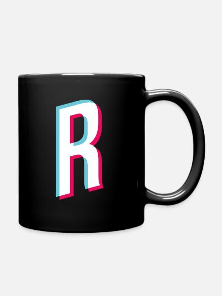 R - letter R - Full Colour Mug - black