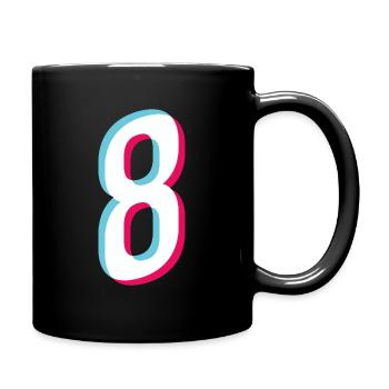 8 - NUMMER 8 - Zahl 8 Trikotnummer - Tasse einfarbig - Schwarz - Rechts