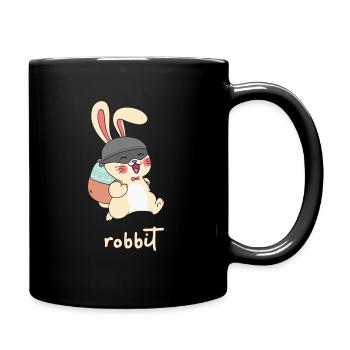 robbit rabbit funny animal puns - Full Colour Mug - black - Right