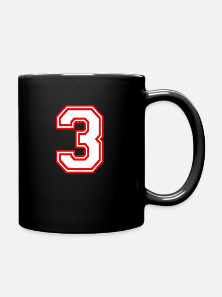 LUCKY NUMBER THREE 3 LUCKY NUMBER TEAM SPORT RETRO - Full Colour Mug - black