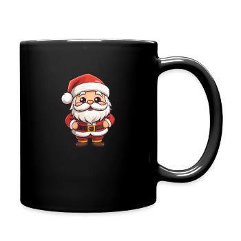 Cute little Santa Claus with beard and hat - Full Colour Mug - black - Right