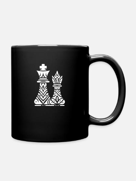 Pièce d’échecs Roi et Reine dans le Style de tatouage - Mug uni - noir