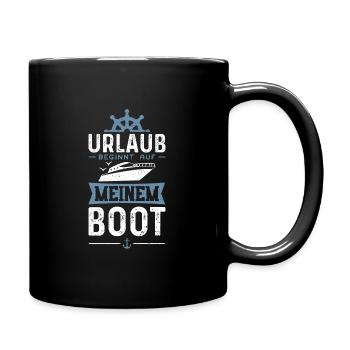 Urlaub Beginnt Auf Meinem Boot - Boot - Tasse einfarbig - Schwarz - Rechts