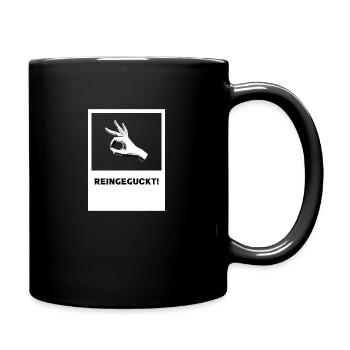 Reingeguckt Logo - Tasse einfarbig - Schwarz - Rechts