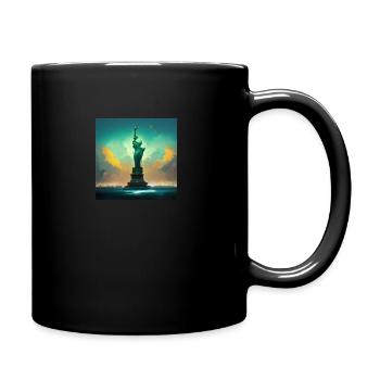 USA inscription and statue of liberty - Full Colour Mug - black - Right