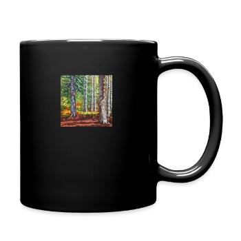 Wald gemalt - Tasse einfarbig - Schwarz - Rechts