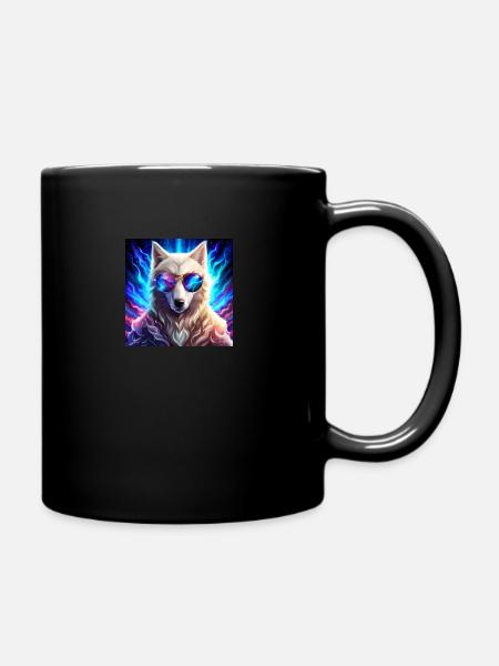 Wolf police man with sunglasses on - Tasse einfarbig - Schwarz