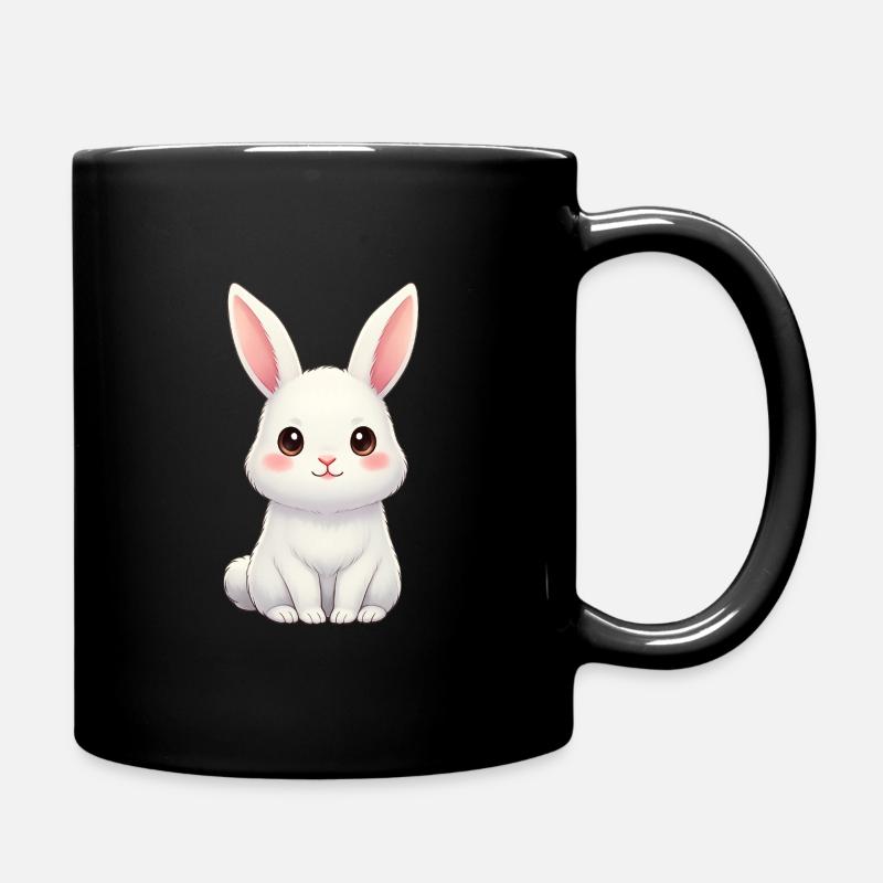 Lapin blanc aux oreilles roses - Mug uni - noir