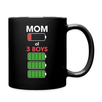 Mom of 3 Boys Funny Woman Girl With Three 3 Sons C - Tasse einfarbig - Schwarz - Rechts