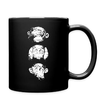 Drei Affen Meme - weiß - Tasse einfarbig - Schwarz - Rechts