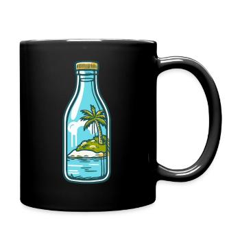 Vacances en bouteille, île, paradis, été - Mug uni - noir - Droite
