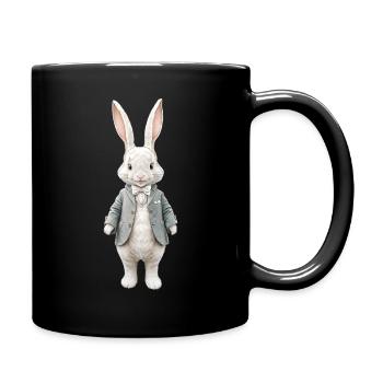 Niedlicher Hase weiss 1 - Tasse einfarbig - Schwarz - Rechts