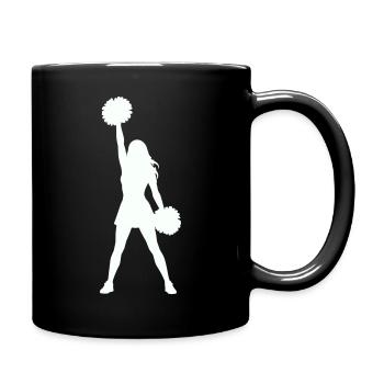 Cheerleader Silhouette mit Pomponen - Tasse einfarbig - Schwarz - Rechts