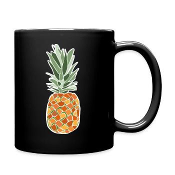 Tropical Pineapple – Fruity Pop Illustration - Full Colour Mug - black - Right