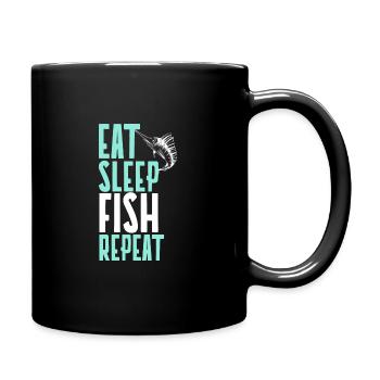 EAT SLEEP FISH REPEAT - Full Colour Mug - black - Right