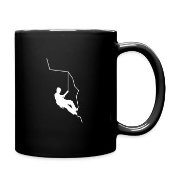Mann in der Wand am seil - Tasse einfarbig - Schwarz - Rechts