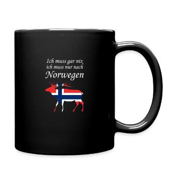 Ich muss gar nix ich muss nur nach Norwegen - Tasse einfarbig - Schwarz - Rechts