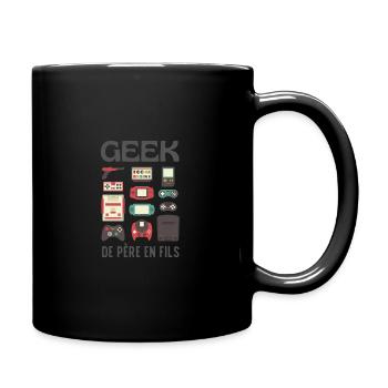 Geek de père en fils - Mug uni - noir - Droite