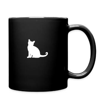 Katze Silhouette Sitzen - Tasse einfarbig - Schwarz - Rechts