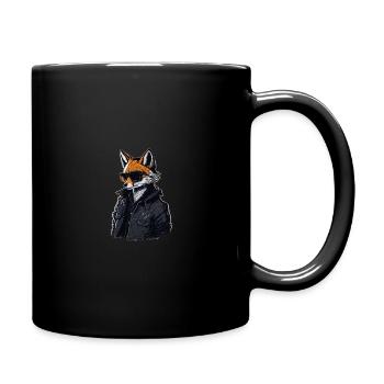 Streetwear fox with black jacket - Full Colour Mug - black - Right
