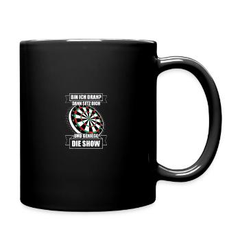 Bin ich dran? Dartspieler Darts Dart - Tasse einfarbig - Schwarz - Rechts