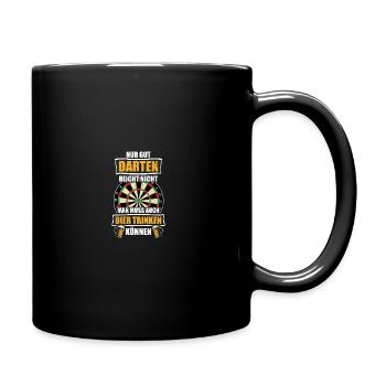 Bier trinken Dartspieler Darts Dart - Tasse einfarbig - Schwarz - Rechts