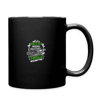 Kettensäge Holz machen Holzfäller Waldarbeiter - Tasse einfarbig - Schwarz - Rechts