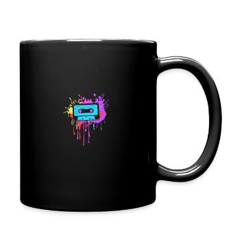 80's Mottoparty 80er Jahre Outfit Kassette - Tasse einfarbig - Schwarz - Rechts