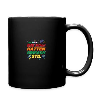 Stil 90's Mottoparty 90er Jahre Outfit - Tasse einfarbig - Schwarz - Rechts