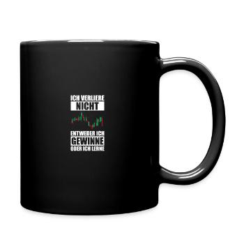 Ich gewinne oder ich lerne Aktien Börse Trader - Tasse einfarbig - Schwarz - Rechts