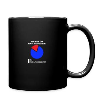 Auch ja aber in rot Heiratsantrag Hochzeitsantrag - Tasse einfarbig - Schwarz - Rechts