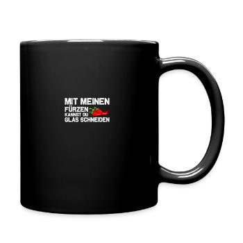 Glas schneiden Furz Fürze Pupsen Furzen - Tasse einfarbig - Schwarz - Rechts
