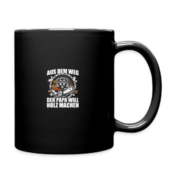 Dad wants to make wood chainsaw lumberjack - Full Colour Mug - black - Right