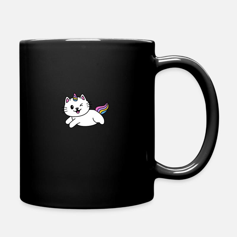 Katze Einhorn Niedlich - Tasse einfarbig - Schwarz