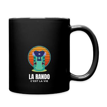 Wandern ist Leben. Humor, Leidenschaft, Wandern - Tasse einfarbig - Schwarz - Rechts